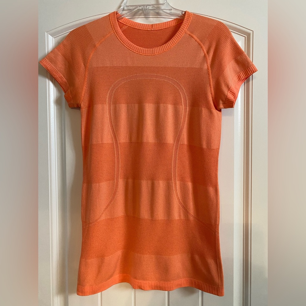 Lululemon Swiftly Short Sleeve Orange Top Size 8